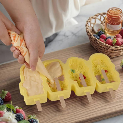 4 Grids Flower Ice Cream Silicone Mold Home Use Food - Grade Ice Pop Mold - DealBuddy