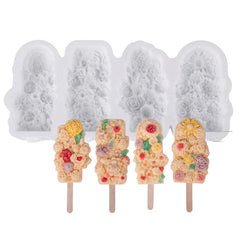 4 Grids Flower Ice Cream Silicone Mold Home Use Food - Grade Ice Pop Mold - DealBuddy