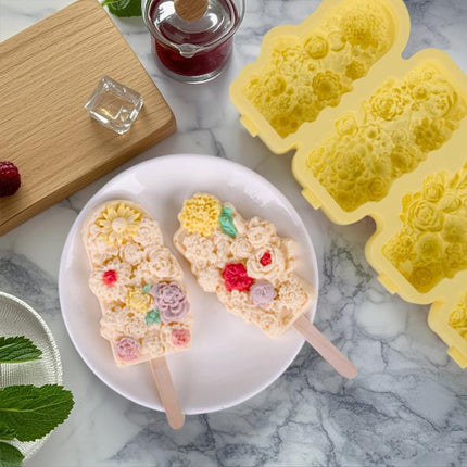 4 Grids Flower Ice Cream Silicone Mold Home Use Food - Grade Ice Pop Mold - DealBuddy