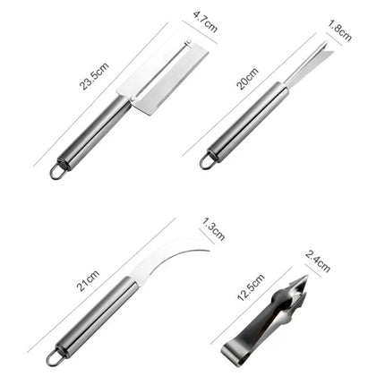 4 In 1 Stainless Steel Pineapple Knife Fruit Knife Sugar Cane Peeler - DealBuddy