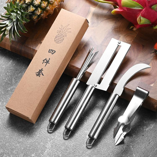 4 In 1 Stainless Steel Pineapple Knife Fruit Knife Sugar Cane Peeler - DealBuddy