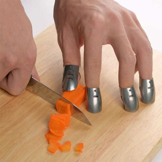 4 PCS / Set Adjustable Stainless Steel Finger Hand Guard Finger Protector Knife Slice Chop Safe Cooking Tools - DealBuddy