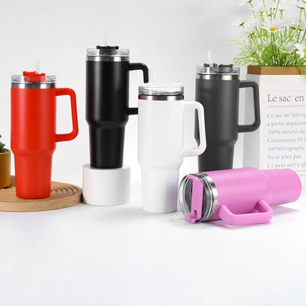 40oz Car Cup Double - Layer Vacuum Cup With Straw Handle Stainless Steel Thermos Cup - DealBuddy