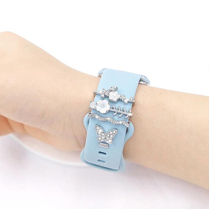 4pcs / Set 22mm Width Smart Watch Silicone Band Decorative Ring Metal Accessories - DealBuddy