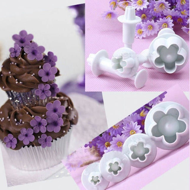 4pcs / Set Plum Fondant Cake Spring Print Stamper Baking Biscuit Mould - DealBuddy