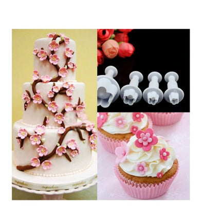 4pcs / Set Plum Fondant Cake Spring Print Stamper Baking Biscuit Mould - DealBuddy