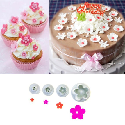 4pcs / Set Plum Fondant Cake Spring Print Stamper Baking Biscuit Mould - DealBuddy