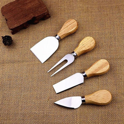 4pcs / Set Stainless Steel Cheese Knife Bamboo Handle Cheese Slicer Wood Handle Cheese Knives Set Cutter - DealBuddy