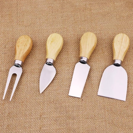 4pcs / Set Stainless Steel Cheese Knife Bamboo Handle Cheese Slicer Wood Handle Cheese Knives Set Cutter - DealBuddy