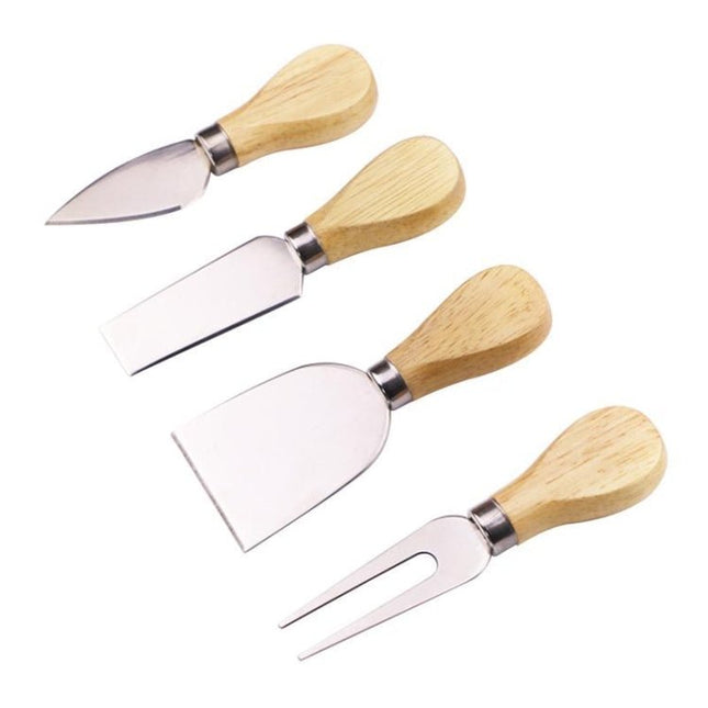 4pcs / Set Stainless Steel Cheese Knife Bamboo Handle Cheese Slicer Wood Handle Cheese Knives Set Cutter - DealBuddy