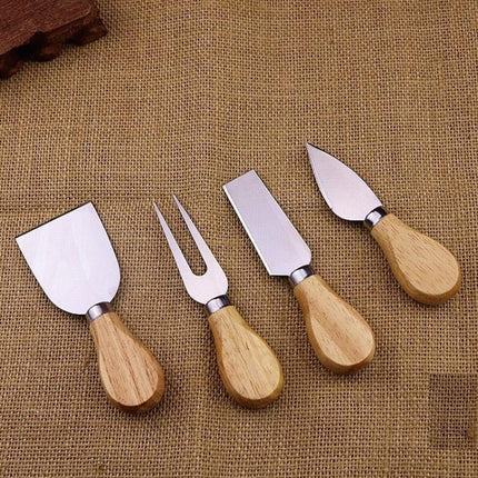 4pcs / Set Stainless Steel Cheese Knife Bamboo Handle Cheese Slicer Wood Handle Cheese Knives Set Cutter - DealBuddy