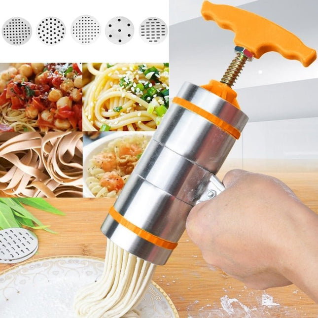 5 Molds Household Manually Small Stainless Steel Pressing Style Handhold Noodle Machine - DealBuddy