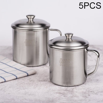 5 PCS Extra Thick 304 Stainless Steel Cup Children's Mouth Cup with Handle Cover Household adult Drinking Water Cup - DealBuddy