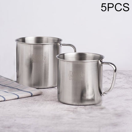 5 PCS Extra Thick 304 Stainless Steel Cup Children's Mouth Cup with Handle Cover Household adult Drinking Water Cup - DealBuddy