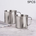 5 PCS Extra Thick 304 Stainless Steel Cup Children's Mouth Cup with Handle Cover Household adult Drinking Water Cup - DealBuddy