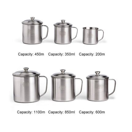 5 PCS Extra Thick 304 Stainless Steel Cup Children's Mouth Cup with Handle Cover Household adult Drinking Water Cup - DealBuddy
