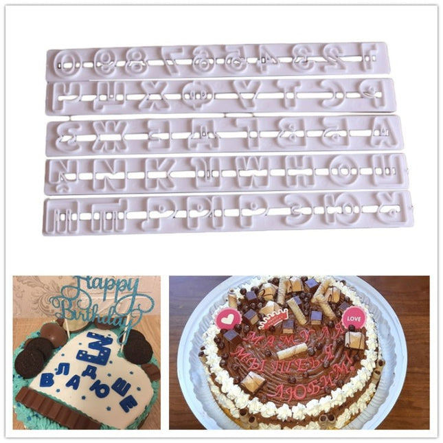 5 PCS Russian Letters Fondant Molds Embosser Sugar Craft Alphabet Moulds Cake Dessert Decor DIY Bakeware Tools - DealBuddy
