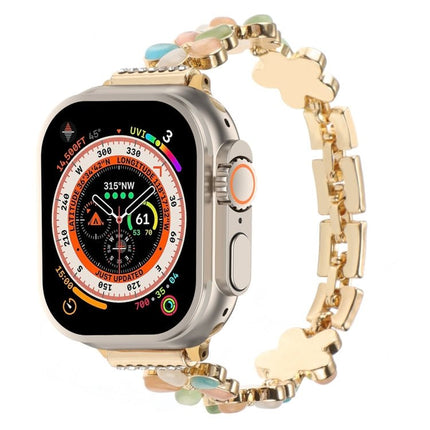 5-petaled Flower Zinc Alloy Chain Watch Band, For Apple Watch SE 2023 44mm, For Apple Watch SE 2023 40mm, For Apple Watch Ultra 2 49mm, For Apple Watch Series 9 45mm, For Apple Watch Series 9 41mm, For Apple Watch Ultra 49mm - DealBuddy
