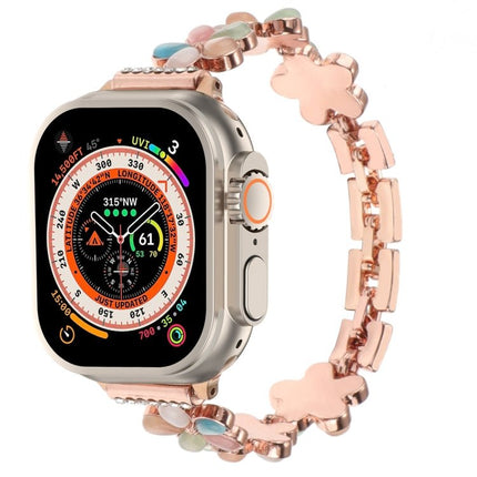 5-petaled Flower Zinc Alloy Chain Watch Band, For Apple Watch SE 2023 44mm, For Apple Watch SE 2023 40mm, For Apple Watch Ultra 2 49mm, For Apple Watch Series 9 45mm, For Apple Watch Series 9 41mm, For Apple Watch Ultra 49mm - DealBuddy