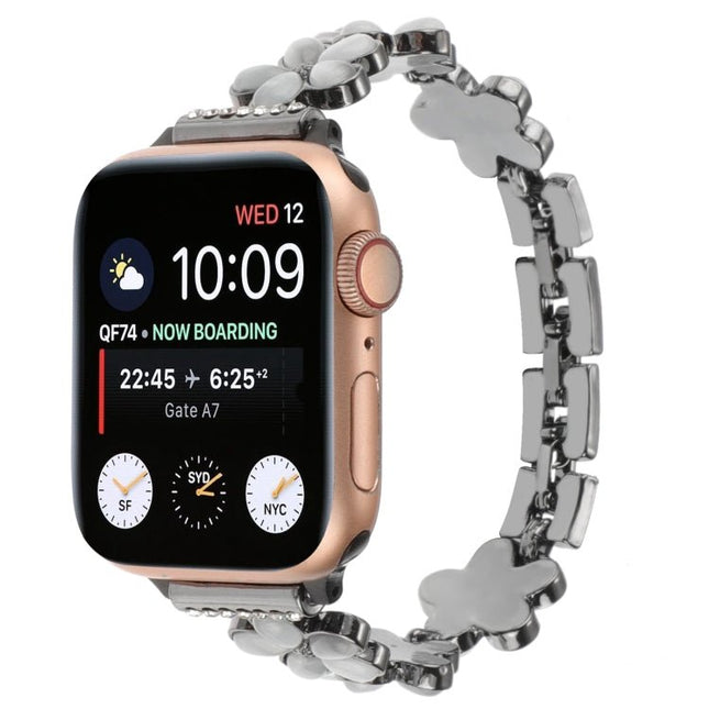 5-petaled Flower Zinc Alloy Chain Watch Band, For Apple Watch Series 4 44mm, For Apple Watch Series 4 40mm, For Apple Watch Series 3 38mm, For Apple Watch Series 3 42mm, For Apple Watch Series 2 42mm, For Apple Watch Series 2 38mm - DealBuddy