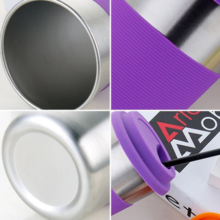 500ml Single Wall Electropolished Stainless Steel Curling Edge Beverage Cup With Rubber Circle Band And Cap - DealBuddy