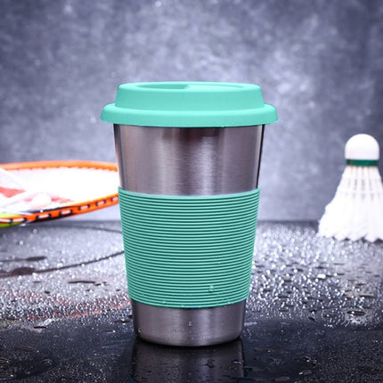 500ml Single Wall Electropolished Stainless Steel Curling Edge Beverage Cup With Rubber Circle Band And Cap - DealBuddy