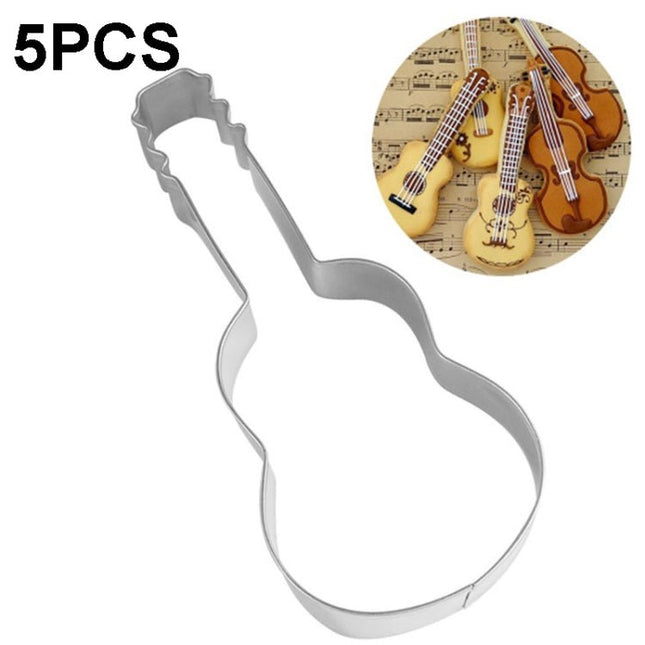 5pcs Guitar Shape Baking Biscuit Mold Stainless Steel Fondant Mousse Circle - DealBuddy