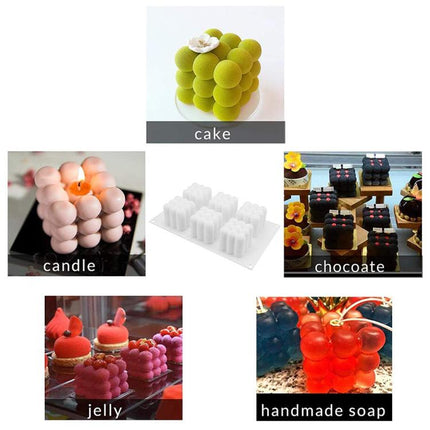 6 - Cavity 3D Magic Cube Silicone Mousse Cake Mold Fondant Candle Mold - DealBuddy