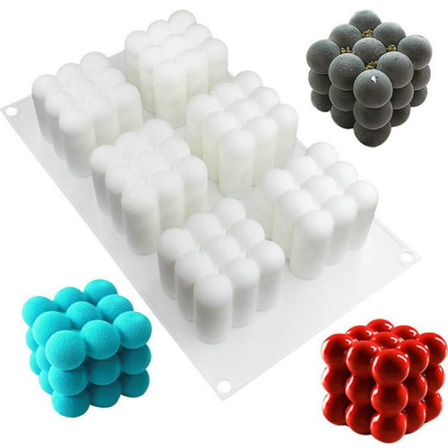 6 - Cavity 3D Magic Cube Silicone Mousse Cake Mold Fondant Candle Mold - DealBuddy