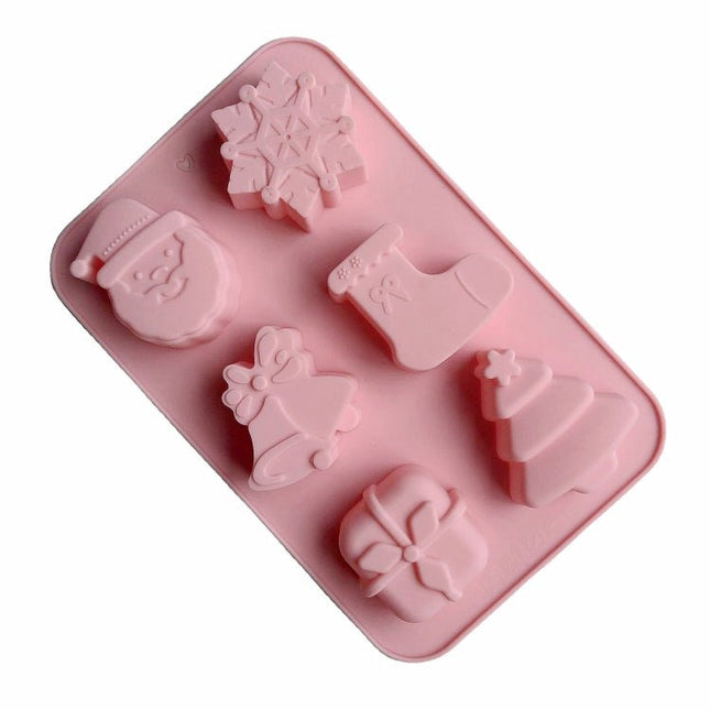 6 Cavity Cake Mold Food Grade Non - Stick Silicone Merry Christmas Festival Dessert Making Mould - DealBuddy