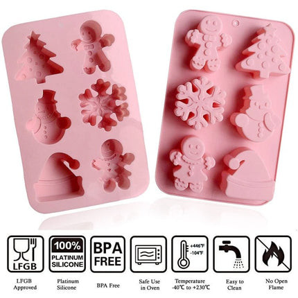 6 Cavity Cake Mold Food Grade Non - Stick Silicone Merry Christmas Festival Dessert Making Mould - DealBuddy
