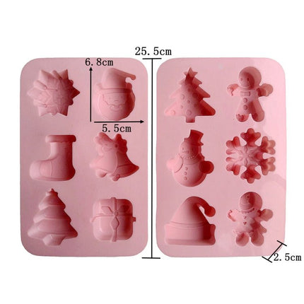 6 Cavity Cake Mold Food Grade Non - Stick Silicone Merry Christmas Festival Dessert Making Mould - DealBuddy