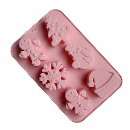 6 Cavity Cake Mold Food Grade Non - Stick Silicone Merry Christmas Festival Dessert Making Mould - DealBuddy