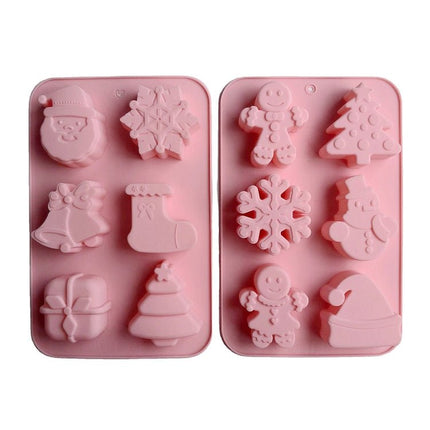 6 Cavity Cake Mold Food Grade Non - Stick Silicone Merry Christmas Festival Dessert Making Mould - DealBuddy