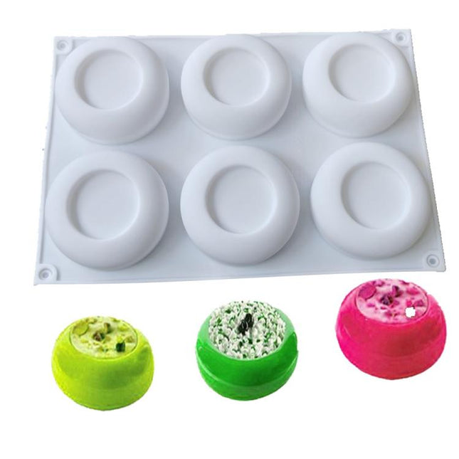6 - Cavity Round Concave Flower Pots Mousse Mold Silicone Dessert Cake Mold - DealBuddy