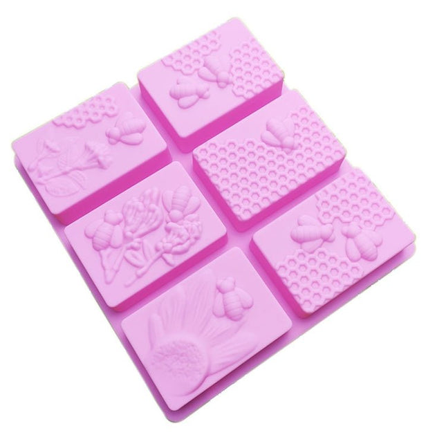 6 Grid Square Honeycomb Ice Cube Cake Mould Square Handmade Soap Mould - DealBuddy