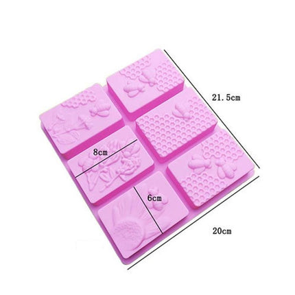 6 Grid Square Honeycomb Ice Cube Cake Mould Square Handmade Soap Mould - DealBuddy