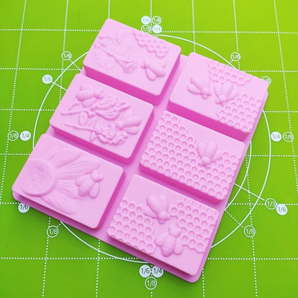 6 Grid Square Honeycomb Ice Cube Cake Mould Square Handmade Soap Mould - DealBuddy