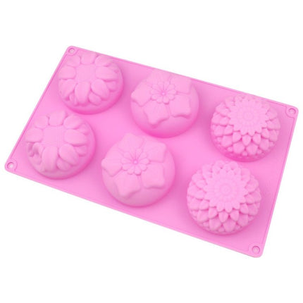 6 Grids 3 Groups Flower Shape Silicone Cake Mold Baking DIY Handmade Soap Model Sunflower Moon Cake Mold - DealBuddy