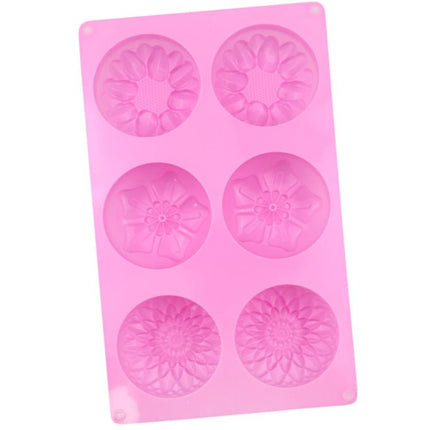 6 Grids 3 Groups Flower Shape Silicone Cake Mold Baking DIY Handmade Soap Model Sunflower Moon Cake Mold - DealBuddy