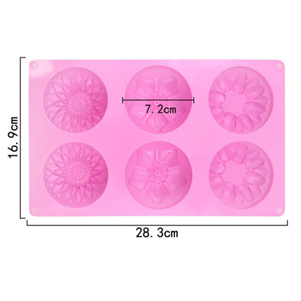 6 Grids 3 Groups Flower Shape Silicone Cake Mold Baking DIY Handmade Soap Model Sunflower Moon Cake Mold - DealBuddy