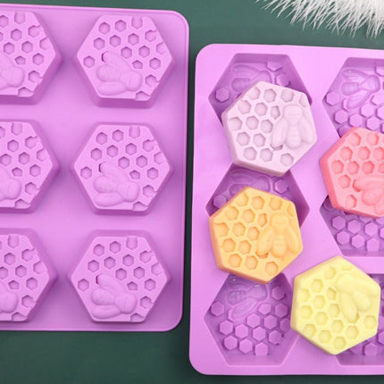6 Grids Bee Hive Silicone Cake Molds Handmade Aroma Soap Mould - DealBuddy