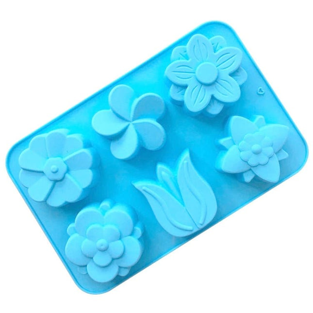 6 Grids Flower Silicone Baking Cake Molds DIY Handmade Soap Mould - DealBuddy