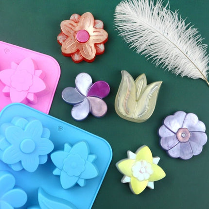 6 Grids Flower Silicone Baking Cake Molds DIY Handmade Soap Mould - DealBuddy