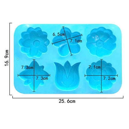 6 Grids Flower Silicone Baking Cake Molds DIY Handmade Soap Mould - DealBuddy