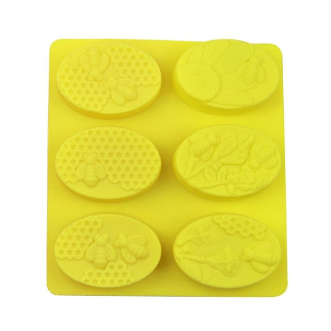 6 Grids Oarbone Bee Silicone Cake Mold Handmade Soap Pudding Mold - DealBuddy