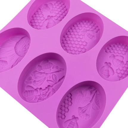 6 Grids Oarbone Bee Silicone Cake Mold Handmade Soap Pudding Mold - DealBuddy