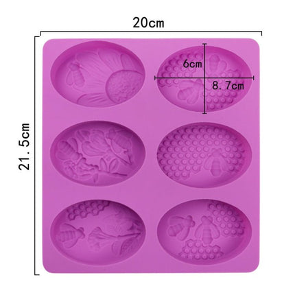 6 Grids Oarbone Bee Silicone Cake Mold Handmade Soap Pudding Mold - DealBuddy