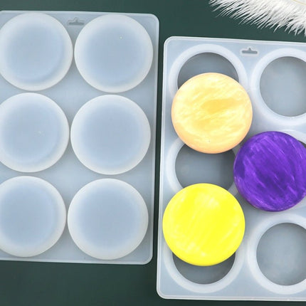 6 Grids Round Silicone Cake Molds Home DIY Handmade Soap Mould - DealBuddy