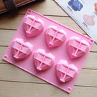 6 in 1 Heart Shape Silicone Mold For Baking Mousse Cake DIY Silicone Molds - DealBuddy